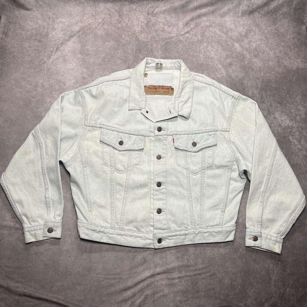 Vintage Levi's Jacket Men's Medium 70598 4803 Light Wash Oversized Made USA 90s